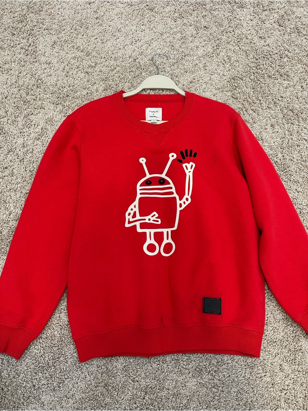 Coach Red Crewneck Sweatshirt with White Robot Graphic